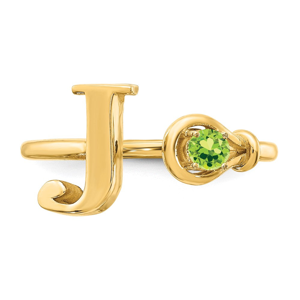 Sterling Silver/Gold-plated Letter J with Birthstone Ring