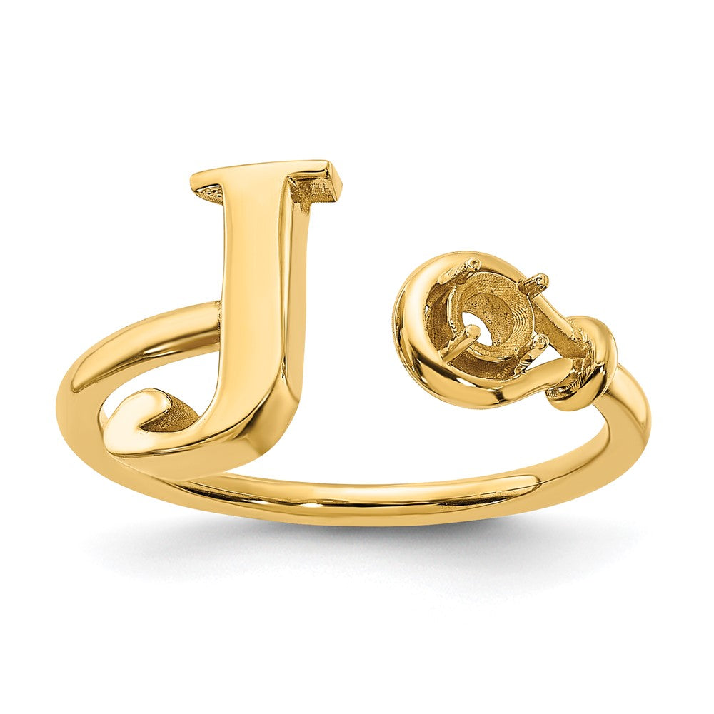 14KY Letter J with Birthstone Ring