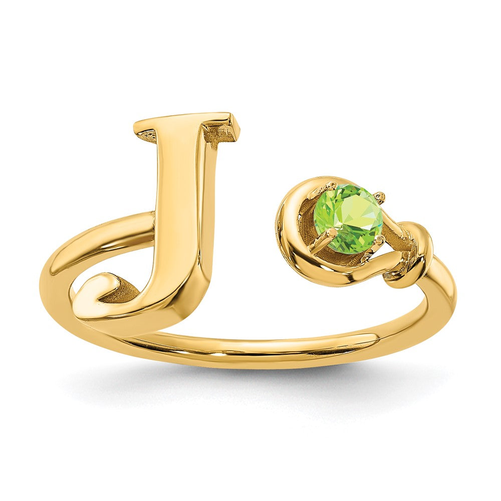 Sterling Silver/Gold-plated Letter J with Birthstone Ring
