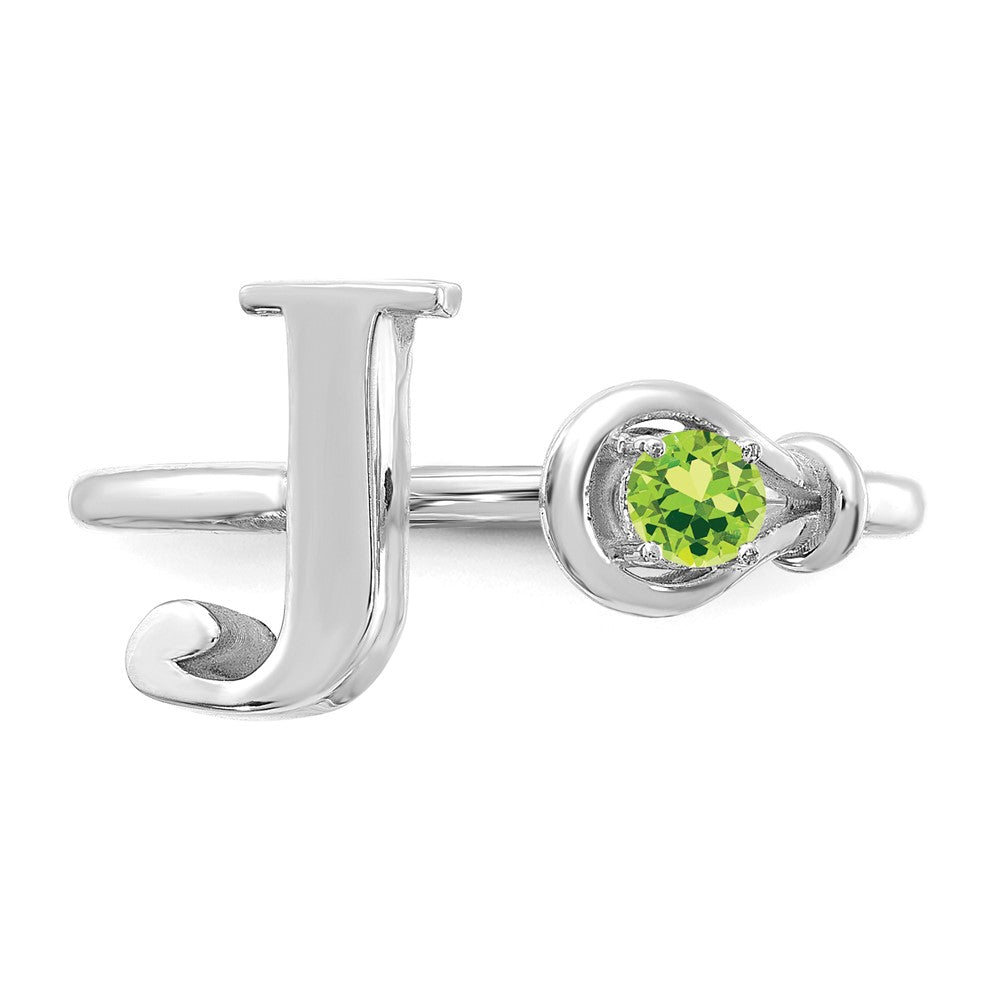 Sterling Silver/Rhodium-plated Letter J with Birthstone Ring