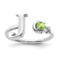 Sterling Silver/Rhodium-plated Letter J with Birthstone Ring
