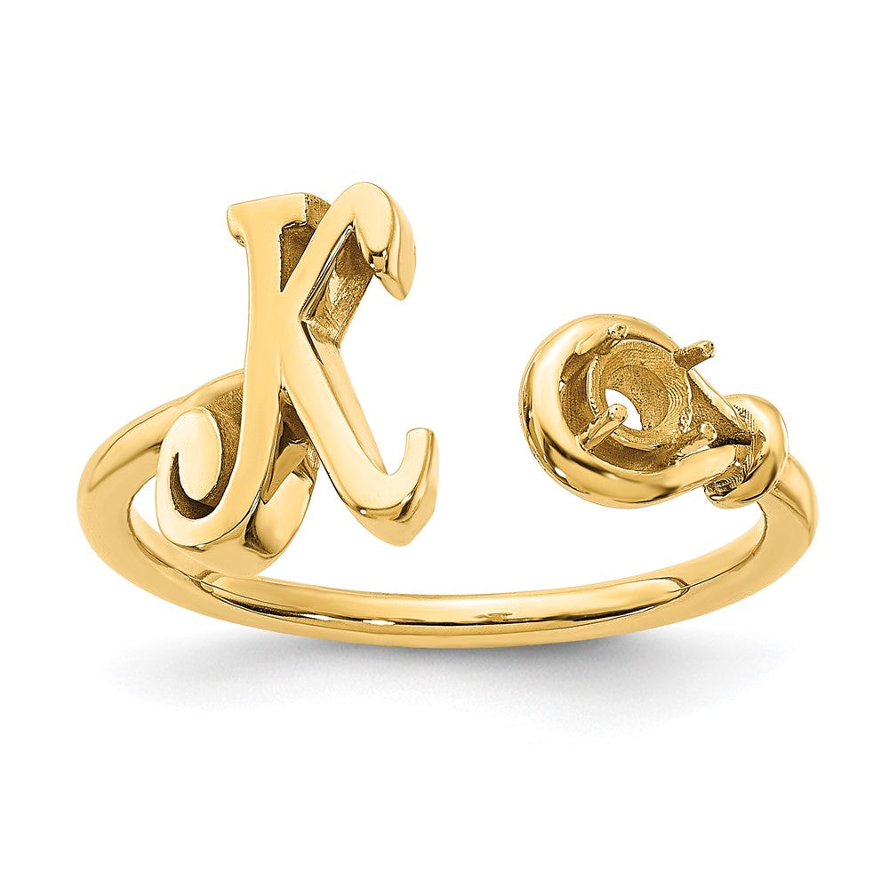 Sterling Silver/Gold-plated Letter K with Birthstone Ring