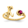 14KY Letter K with Birthstone Ring