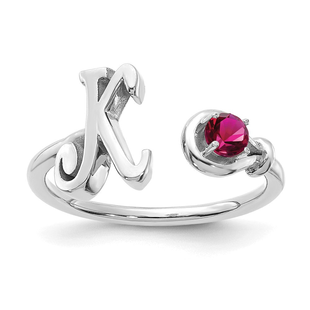 14KW Letter K with Birthstone Ring