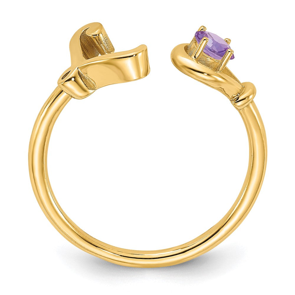 Sterling Silver/Gold-plated Letter L with Birthstone Ring