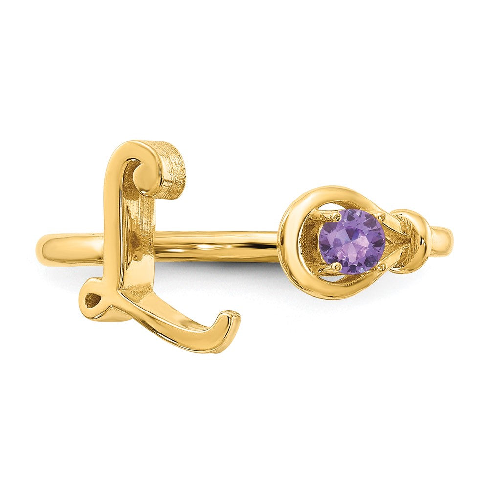 Sterling Silver/Gold-plated Letter L with Birthstone Ring