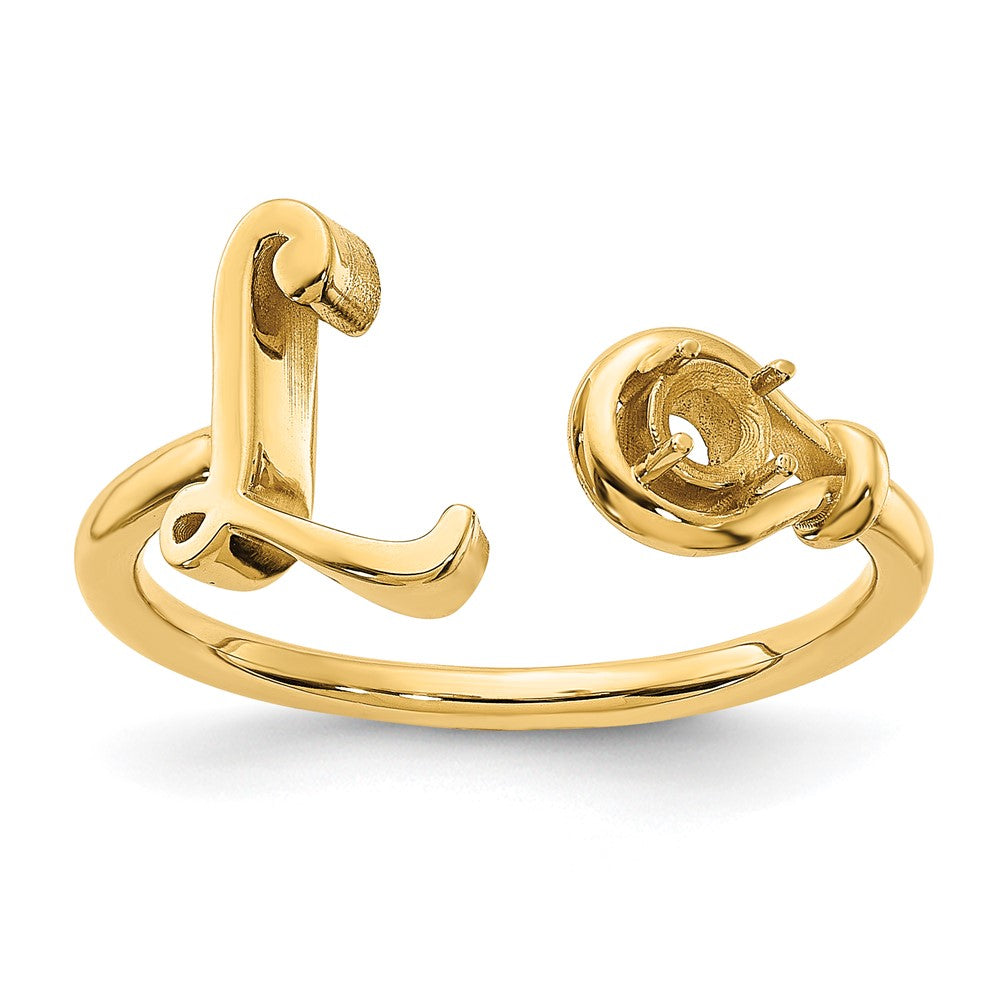 14KY Letter L with Birthstone Ring