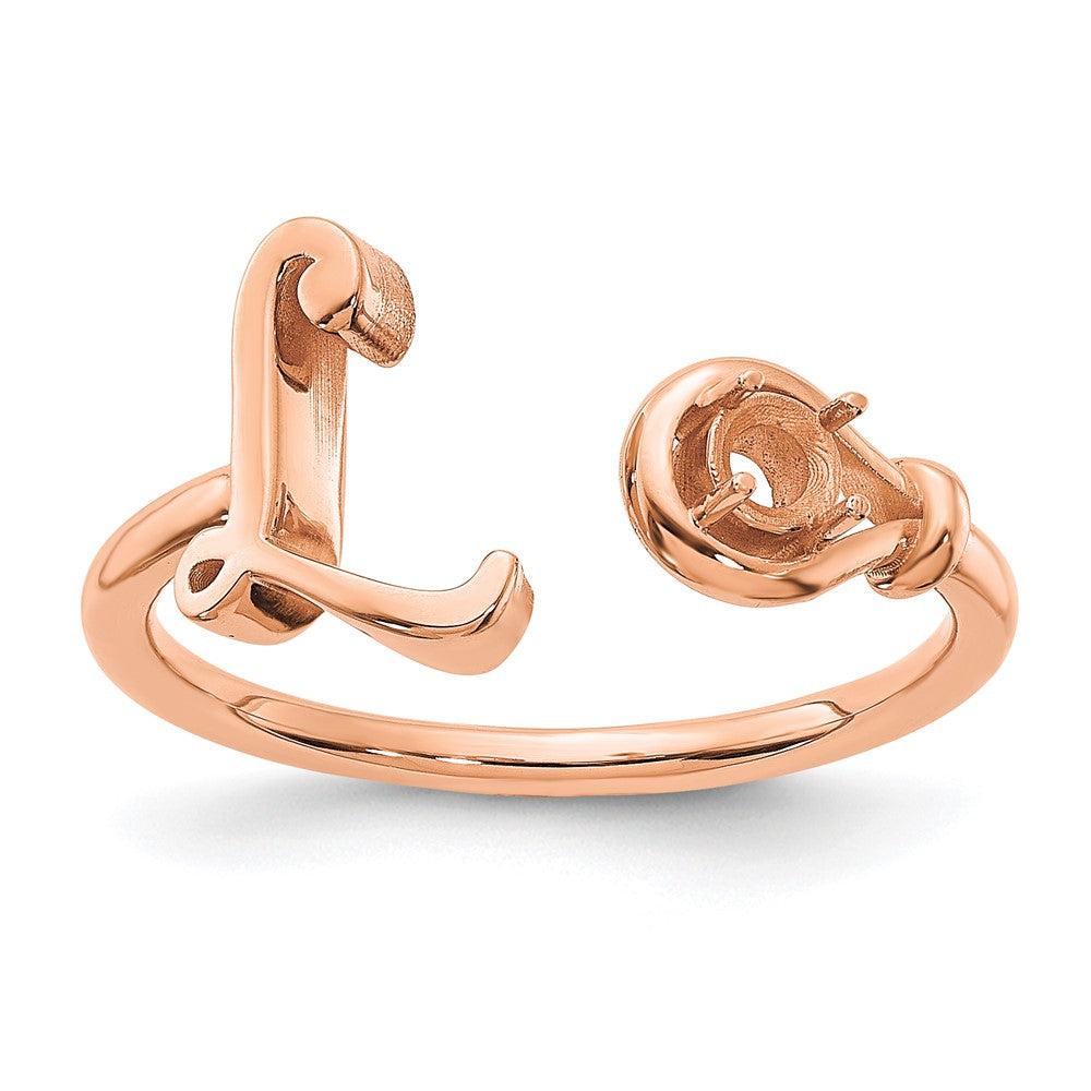 Sterling Silver/Rose-plated Letter L with Birthstone Ring