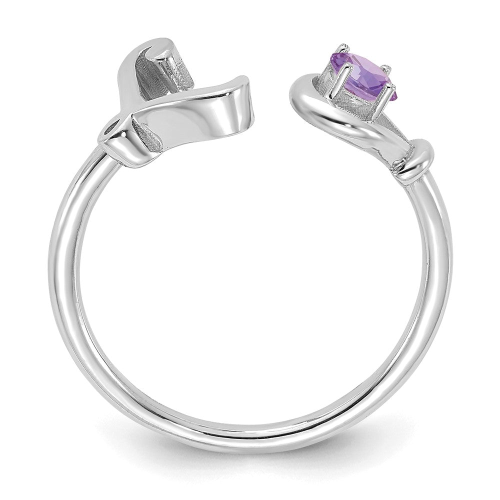 Sterling Silver/Rhodium-plated Letter L with Birthstone Ring
