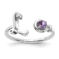 10KW Letter L with Birthstone Ring