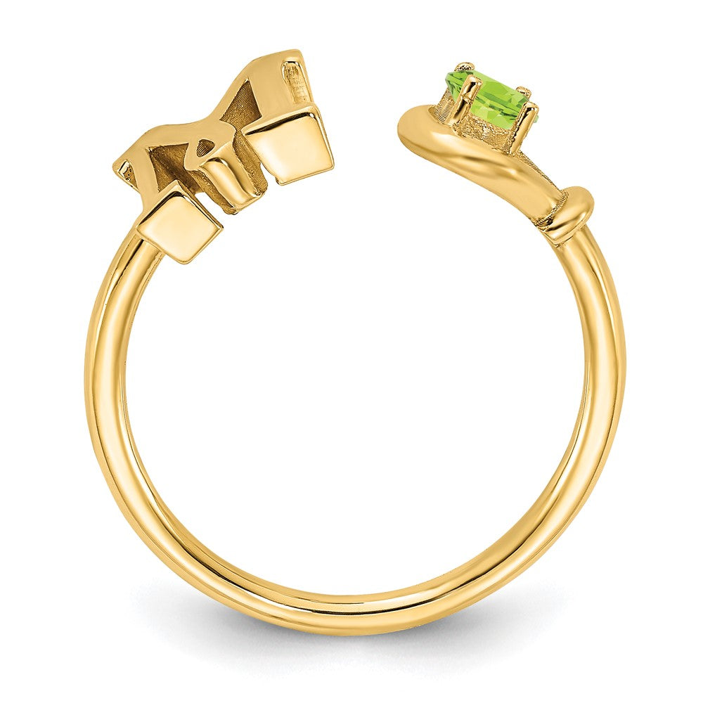 Sterling Silver/Gold-plated Letter M with Birthstone Ring