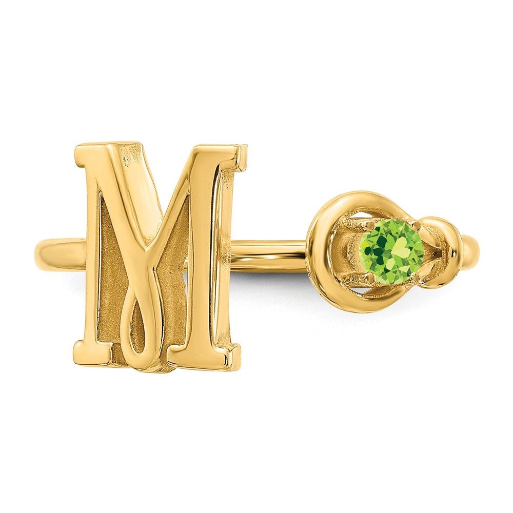 Sterling Silver/Gold-plated Letter M with Birthstone Ring