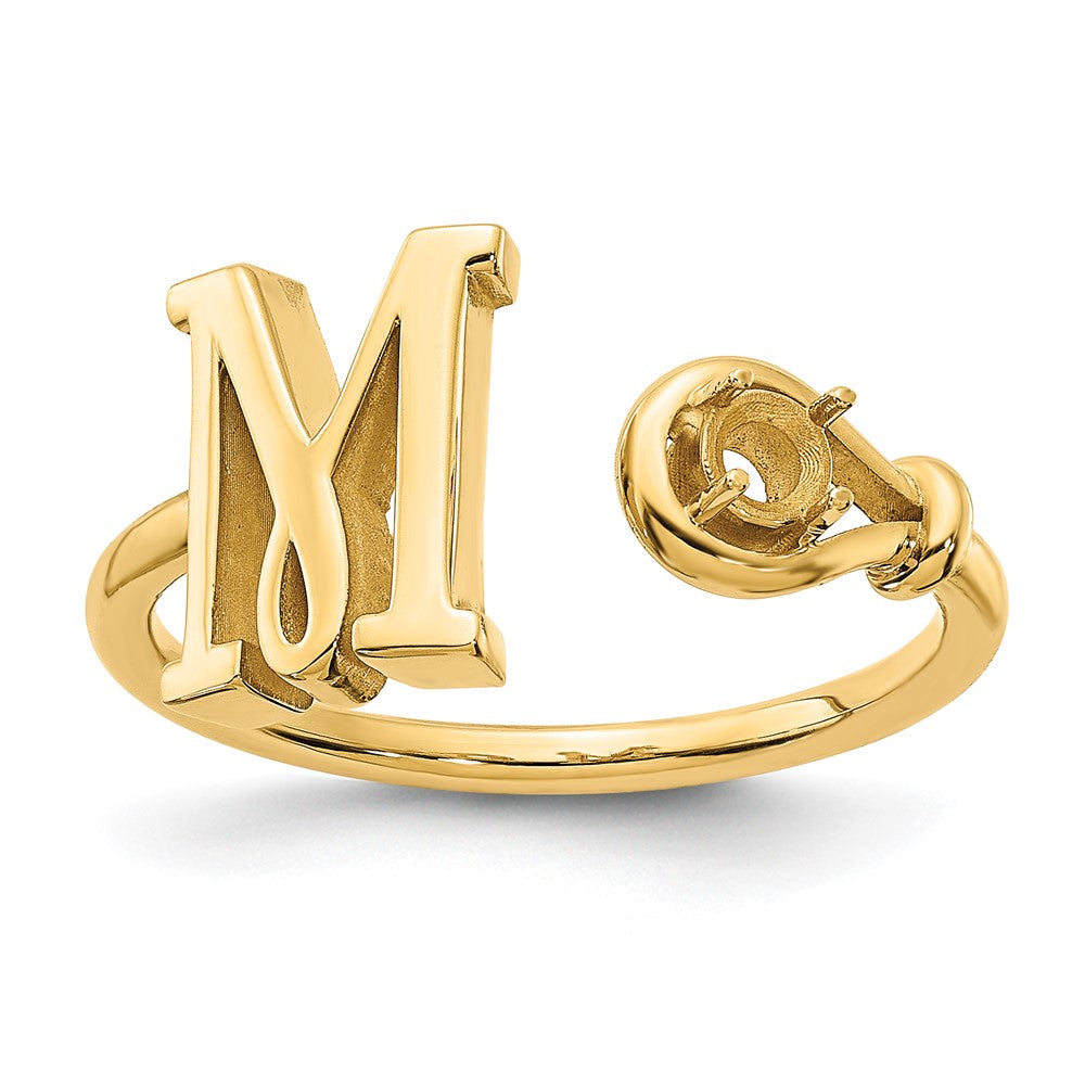 Sterling Silver/Gold-plated Letter M with Birthstone Ring