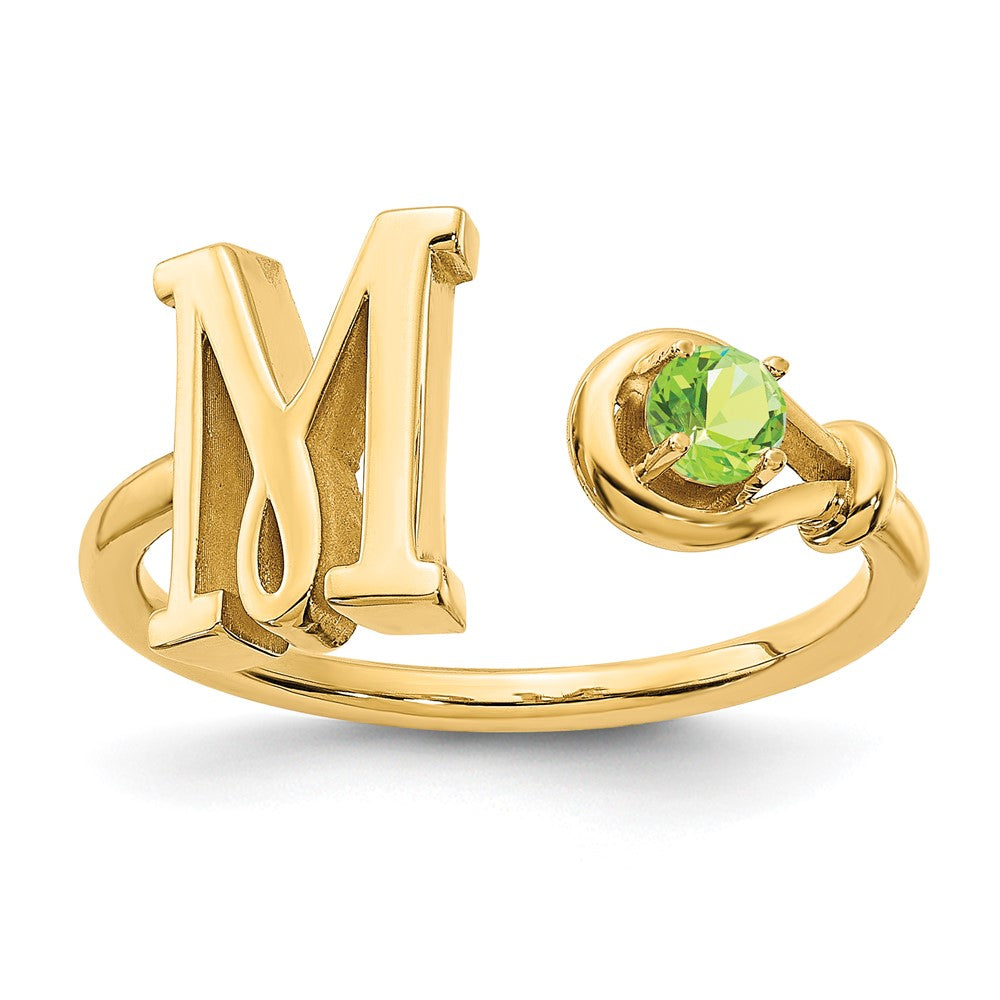 Sterling Silver/Gold-plated Letter M with Birthstone Ring