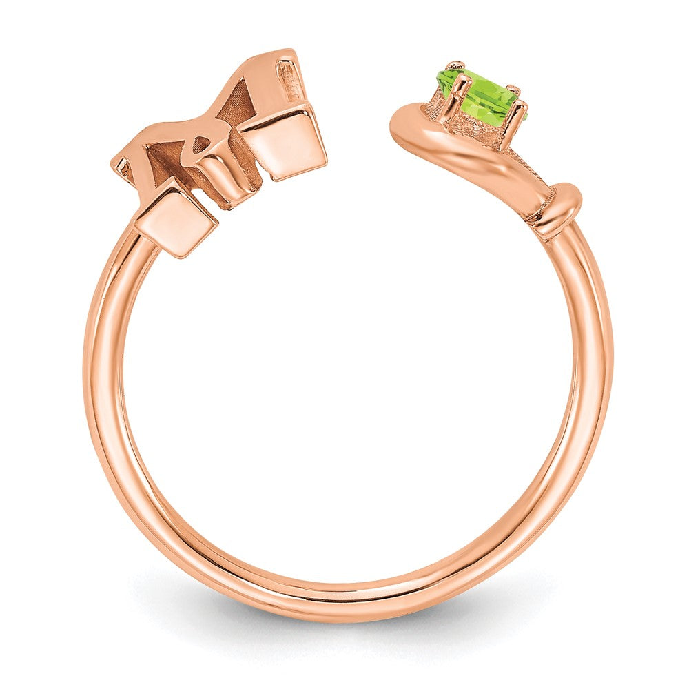 Sterling Silver/Rose-plated Letter M with Birthstone Ring