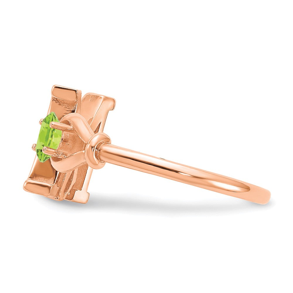Sterling Silver/Rose-plated Letter M with Birthstone Ring