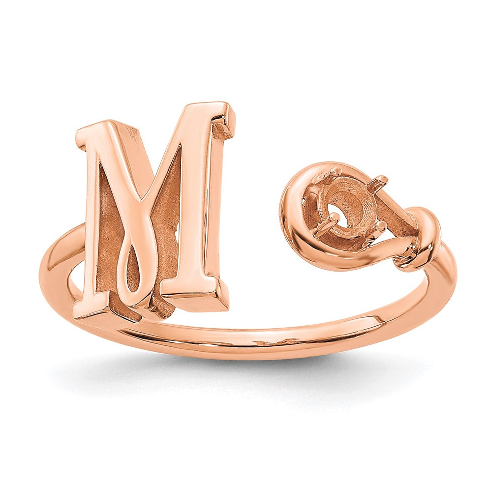 Sterling Silver/Rose-plated Letter M with Birthstone Ring