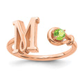 10K Rose Gold Letter M with Birthstone Ring