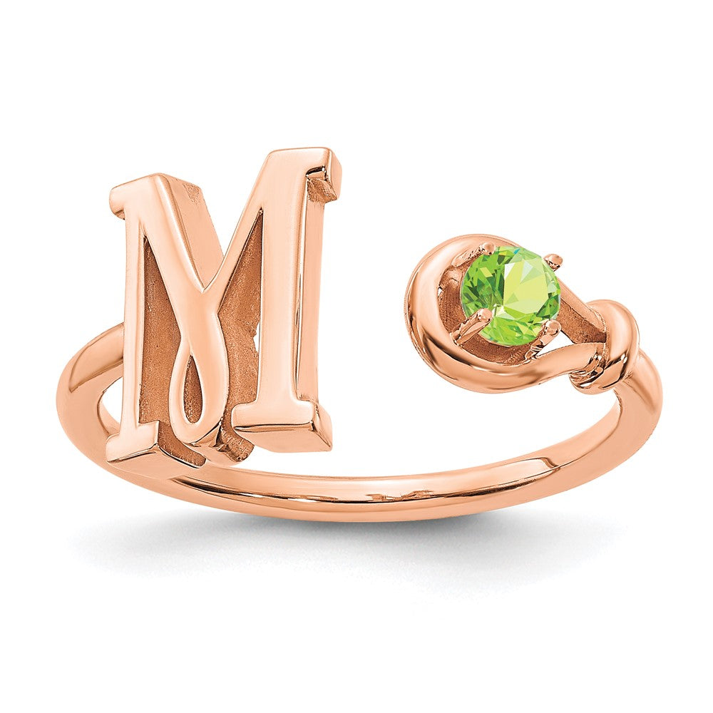 10K Rose Gold Letter M with Birthstone Ring