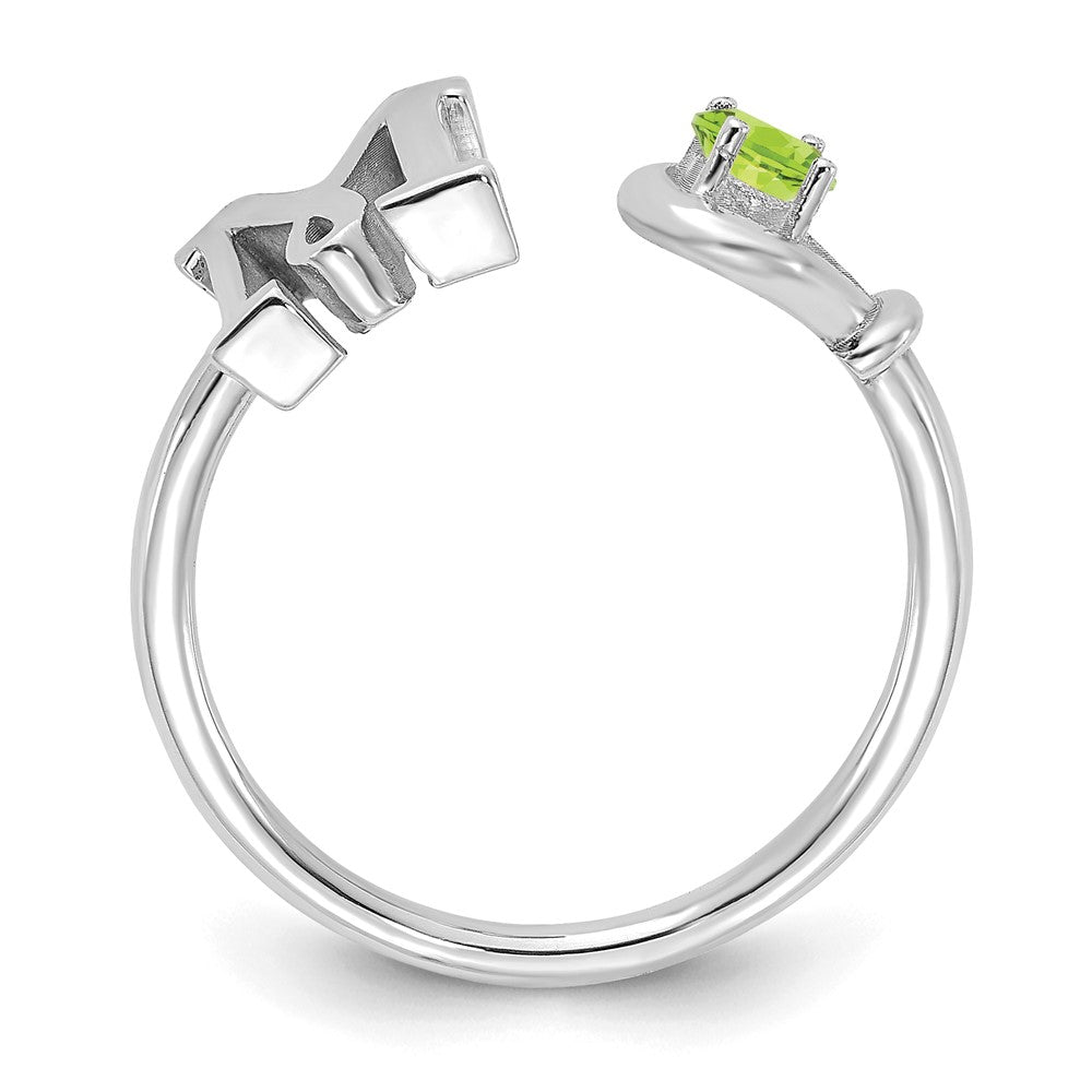 Sterling Silver/Rhodium-plated Letter M with Birthstone Ring