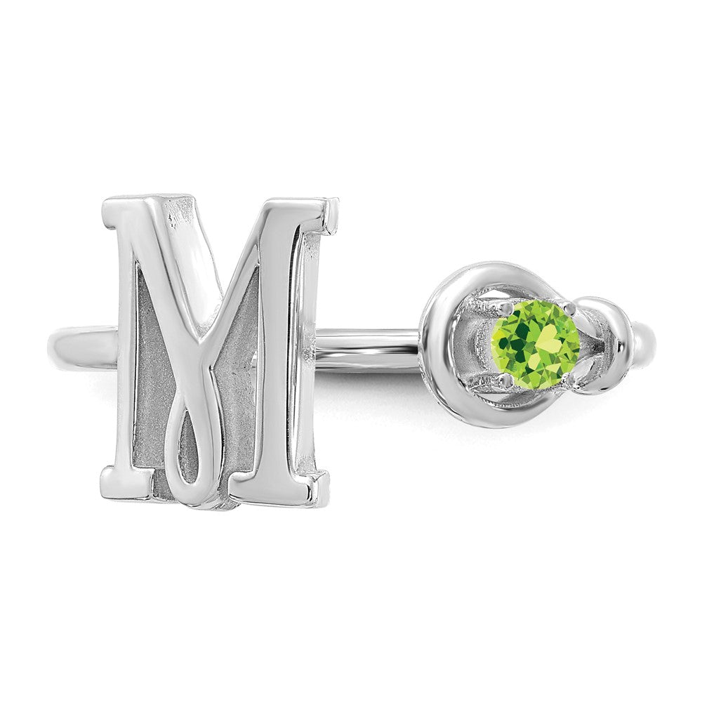 Sterling Silver/Rhodium-plated Letter M with Birthstone Ring