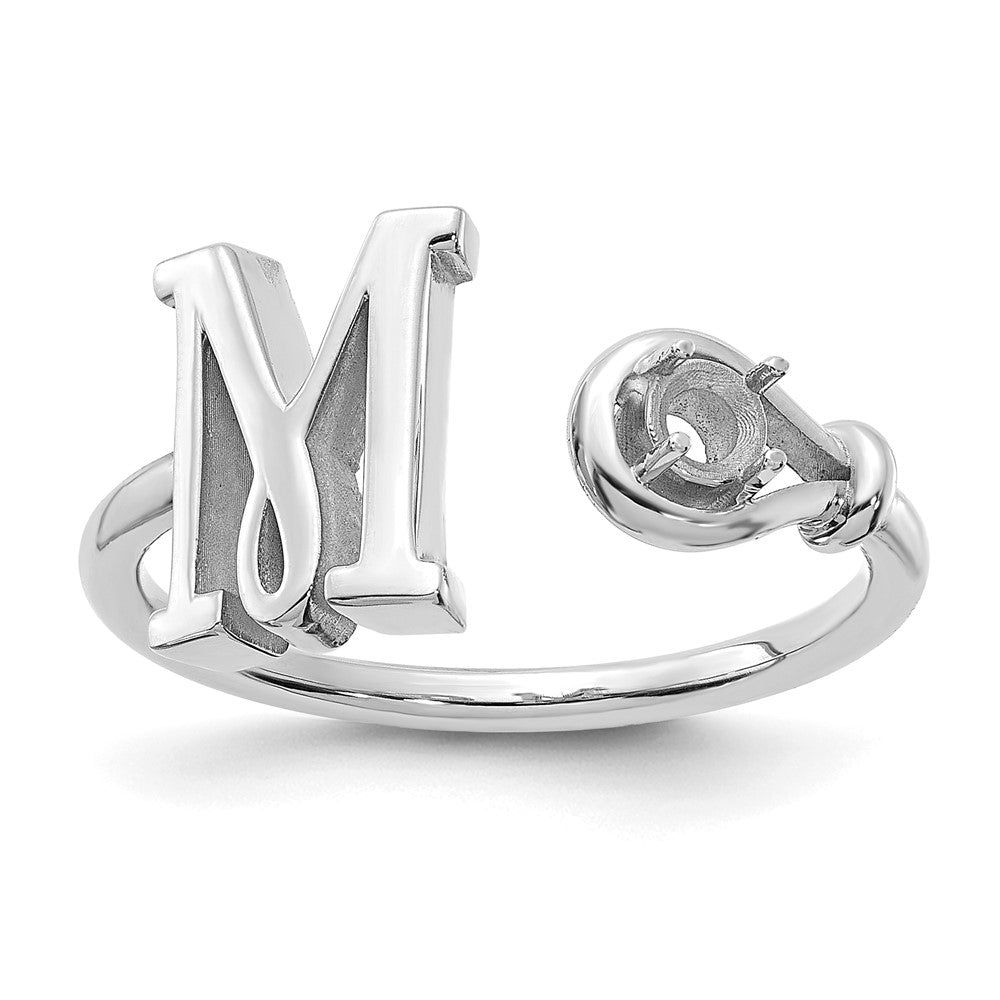 14KW Letter M with Birthstone Ring