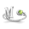 14KW Letter M with Birthstone Ring