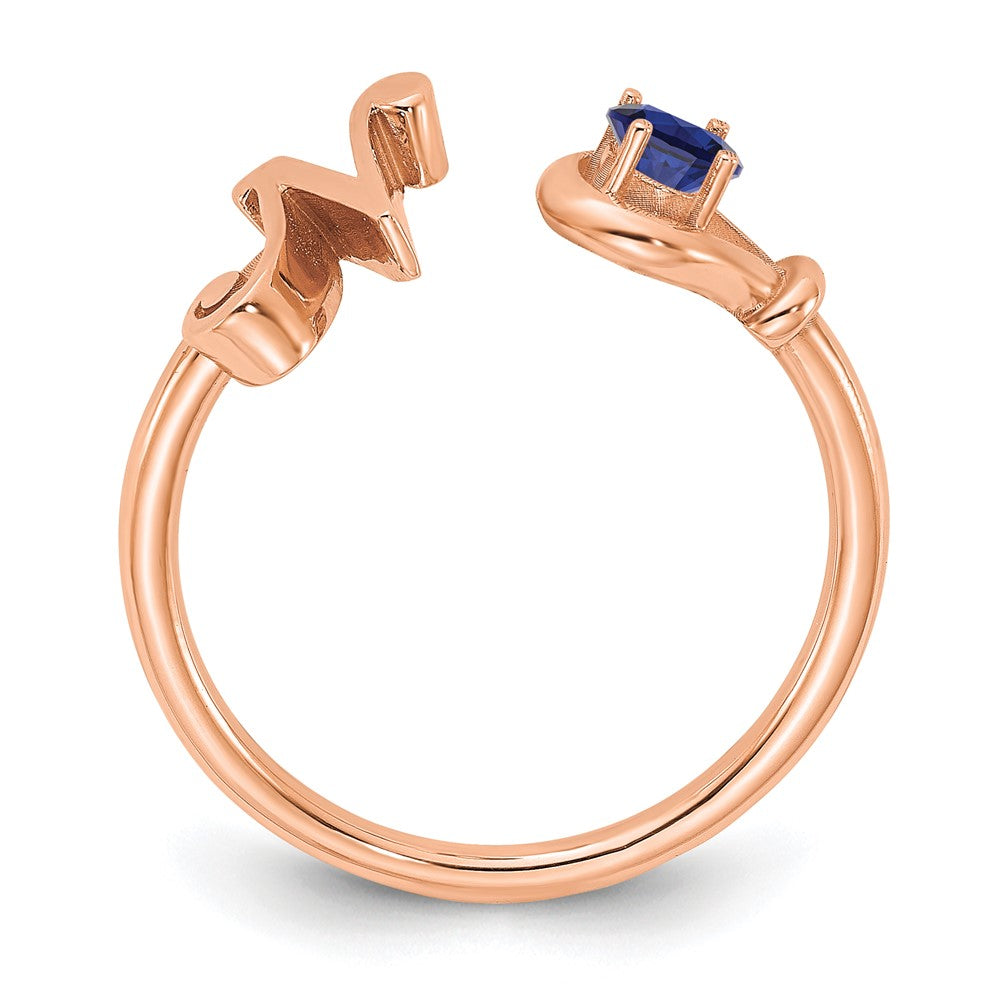 Sterling Silver/Rose-plated Letter N with Birthstone Ring