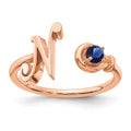 10K Rose Gold Letter N with Birthstone Ring