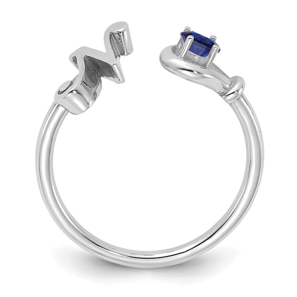 Sterling Silver/Rhodium-plated Letter N with Birthstone Ring