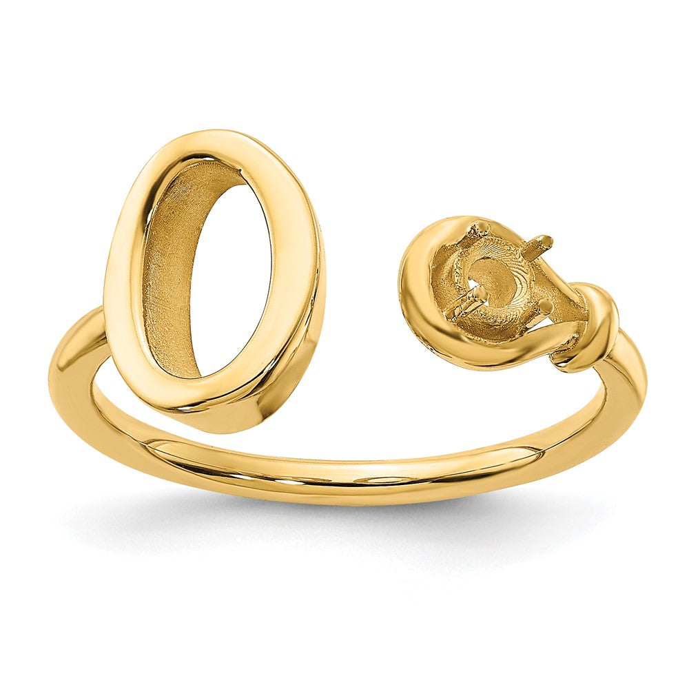 14KY Letter O with Birthstone Ring