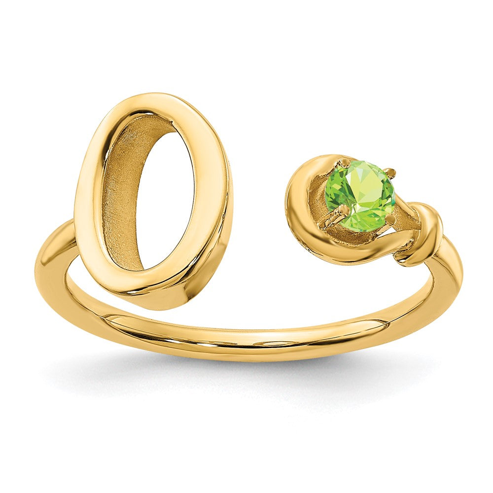 Sterling Silver/Gold-plated Letter O with Birthstone Ring