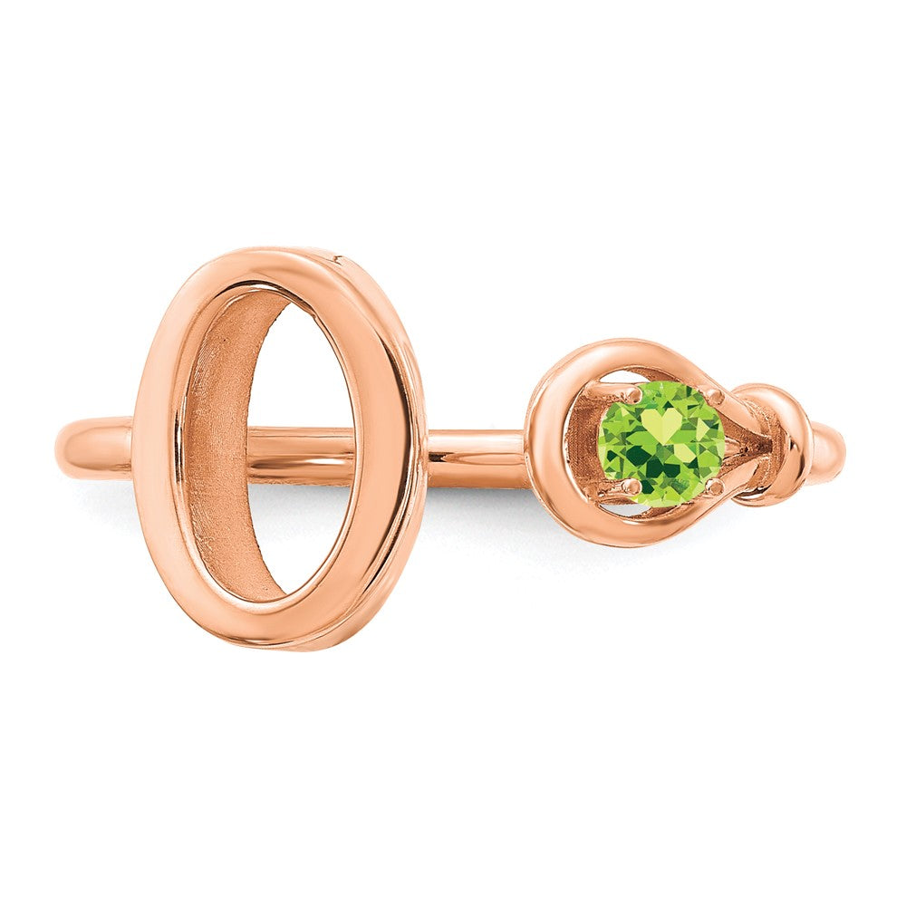 10K Rose Gold Letter O with Birthstone Ring