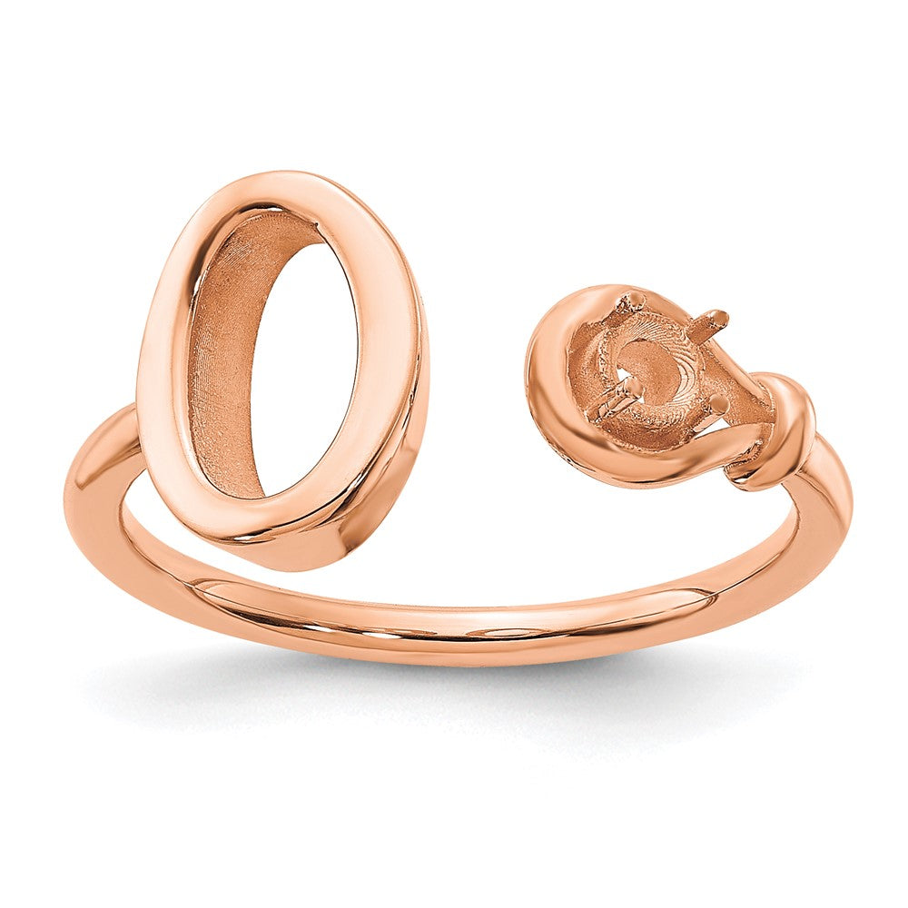 Sterling Silver/Rose-plated Letter O with Birthstone Ring
