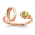 10K Rose Gold Letter O with Birthstone Ring