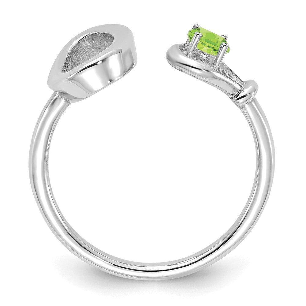 Sterling Silver/Rhodium-plated Letter O with Birthstone Ring
