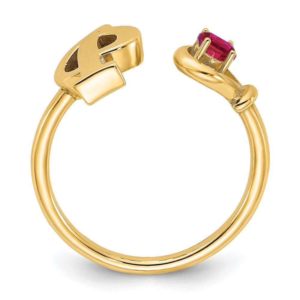 14KY Letter P with Birthstone Ring