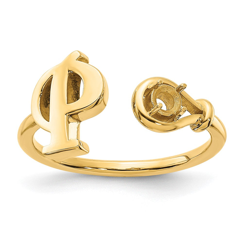 14KY Letter P with Birthstone Ring