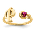 14KY Letter P with Birthstone Ring