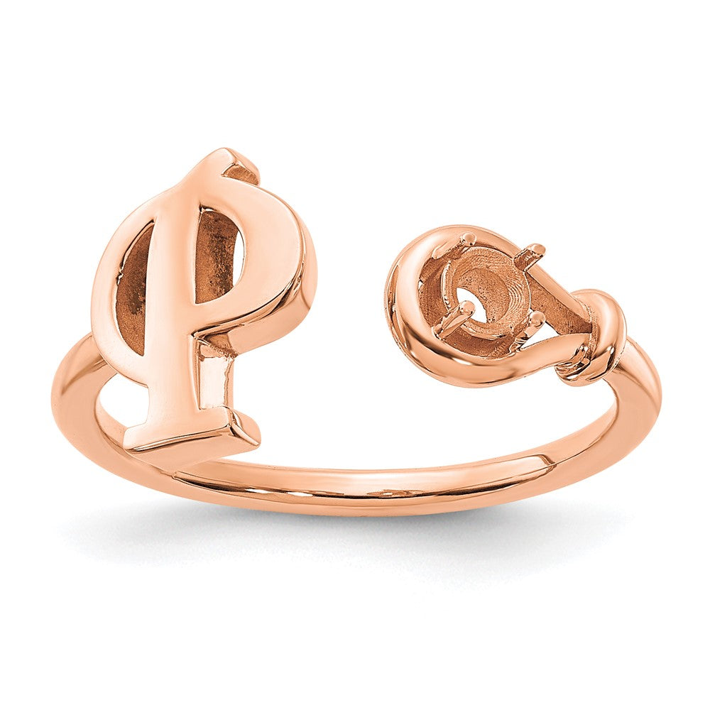 Sterling Silver/Rose-plated Letter P with Birthstone Ring