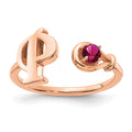 10K Rose Gold Letter P with Birthstone Ring