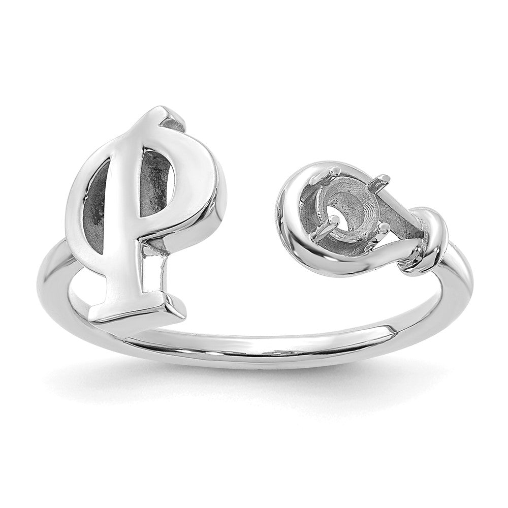 10KW Letter P with Birthstone Ring