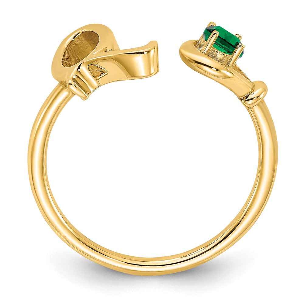 Sterling Silver/Gold-plated Letter Q with Birthstone Ring