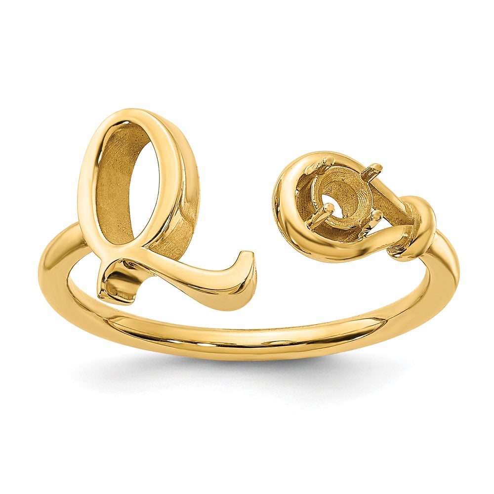 14KY Letter Q with Birthstone Ring
