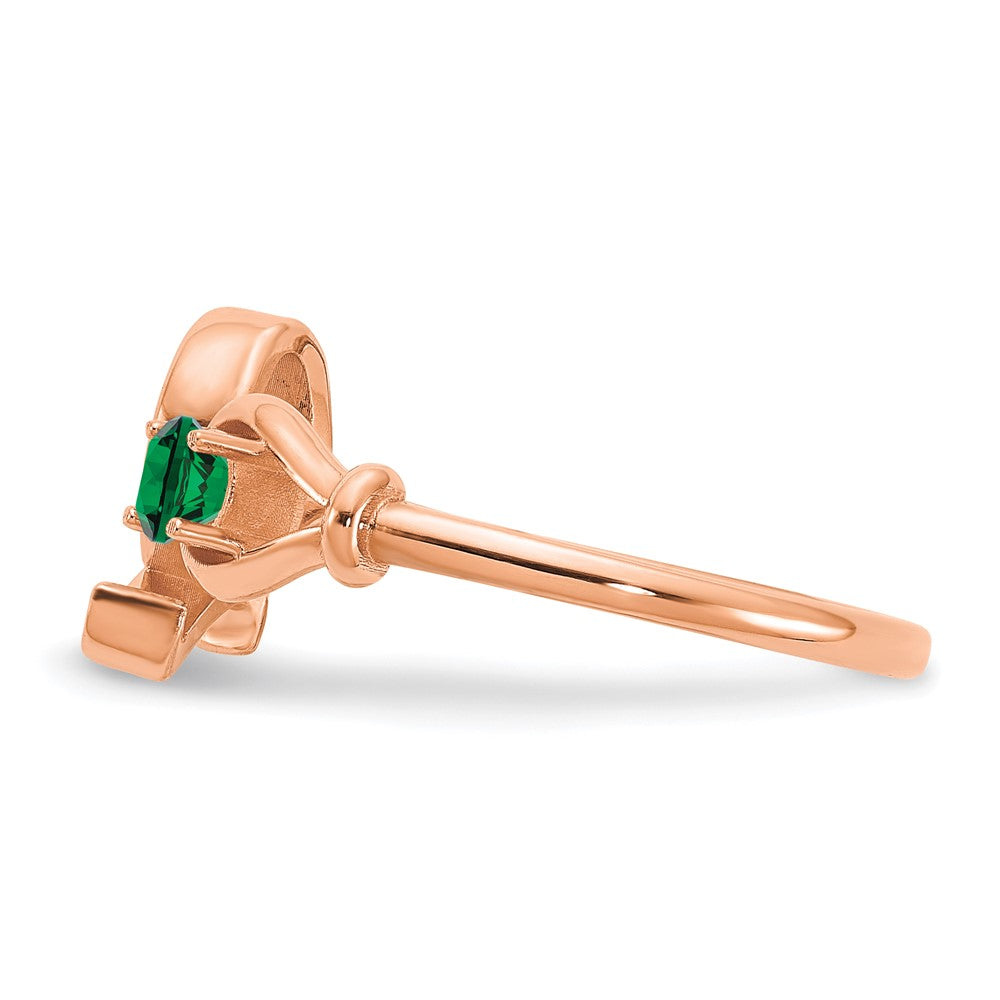 Sterling Silver/Rose-plated Letter Q with Birthstone Ring