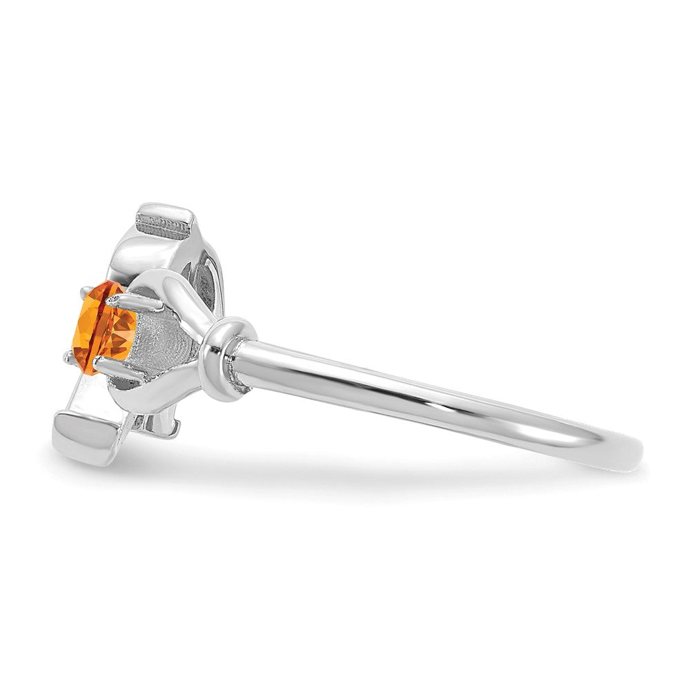 Sterling Silver/Rhodium-plated Letter R with Birthstone Ring
