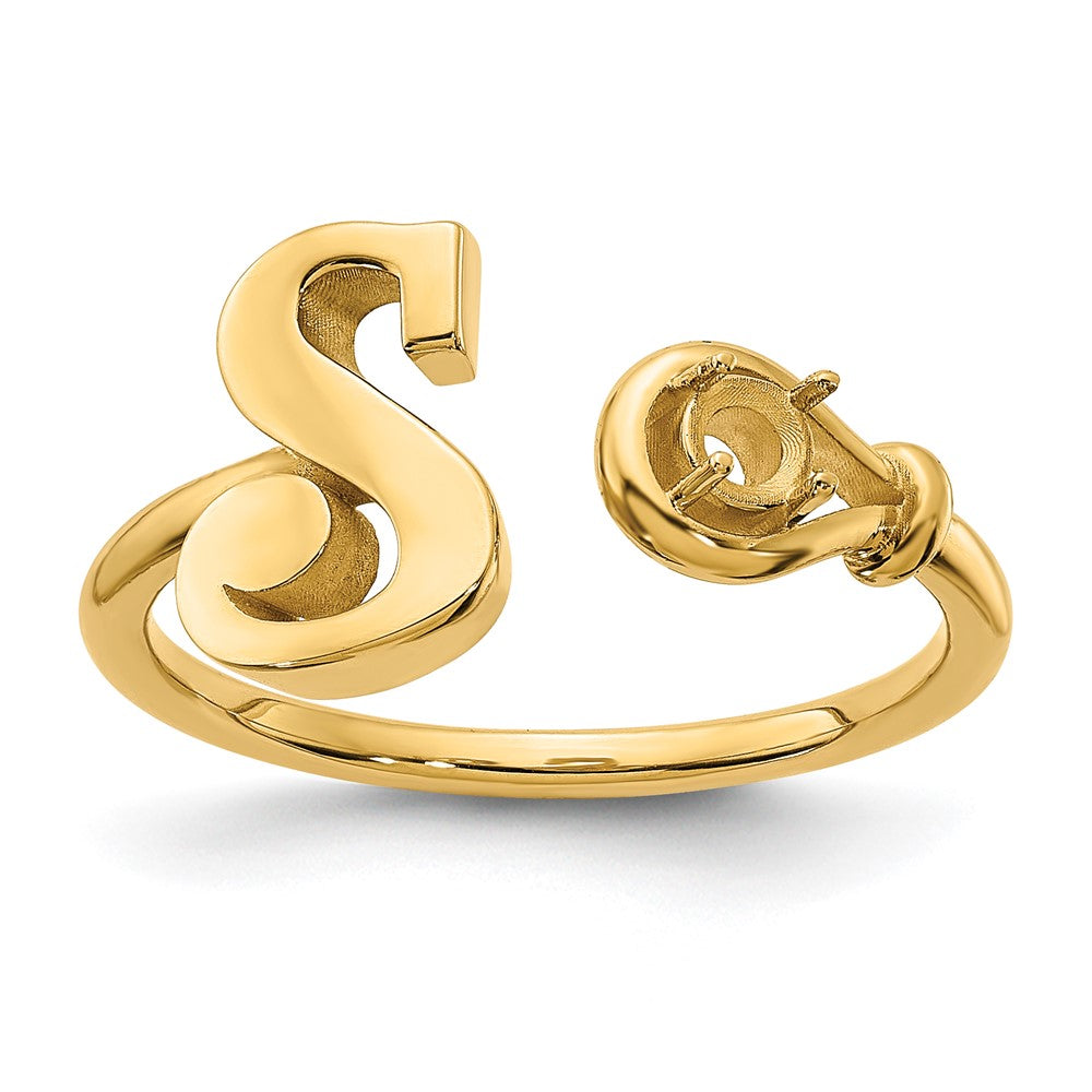 Sterling Silver/Gold-plated Letter S with Birthstone Ring