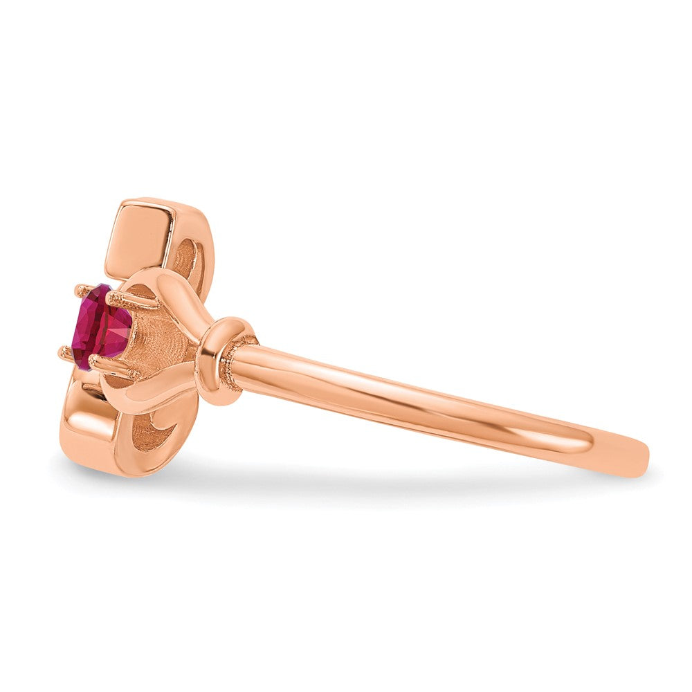 Sterling Silver/Rose-gold Letter S with Birthstone Ring