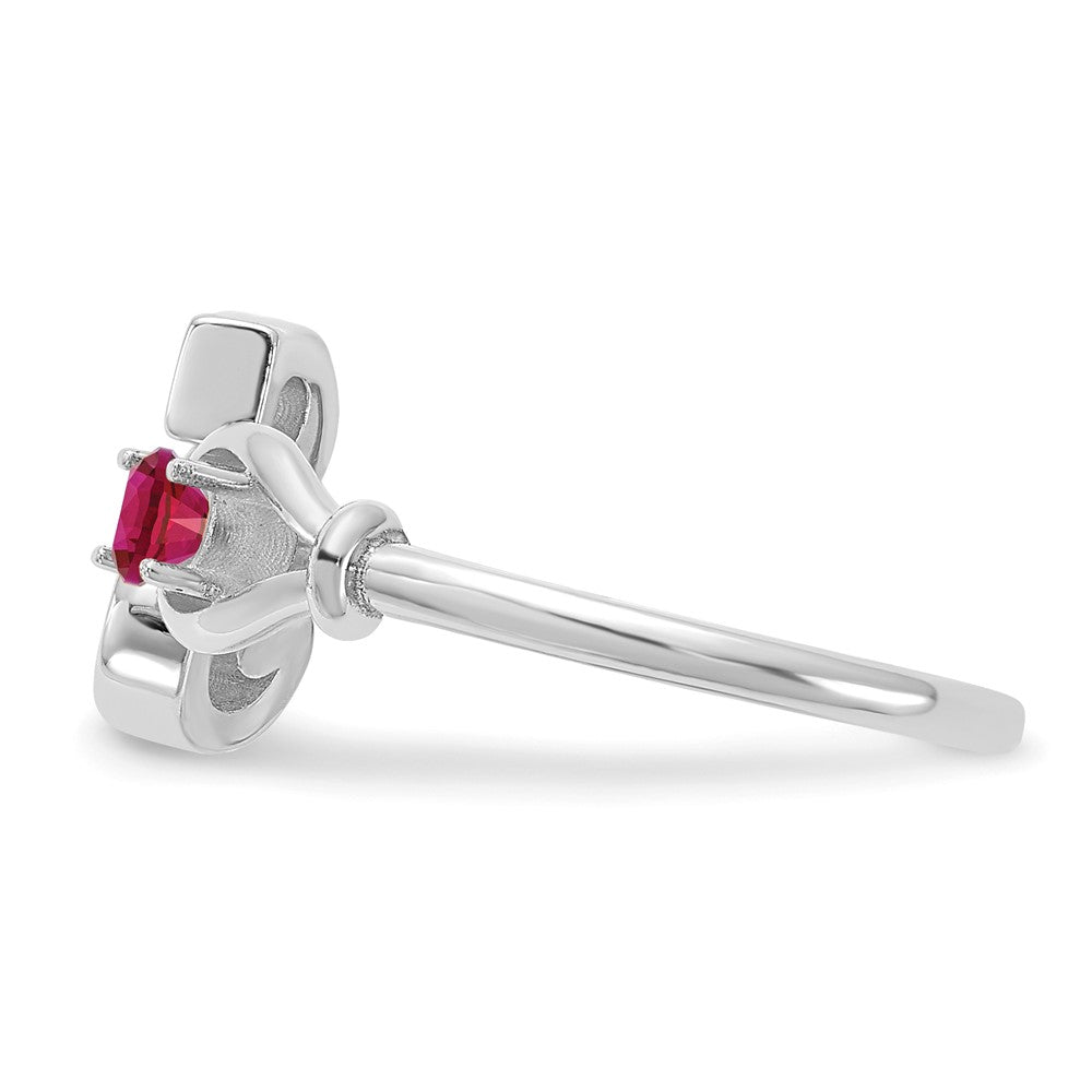 Sterling Silver/Rhodium-plated Letter S with Birthstone Ring