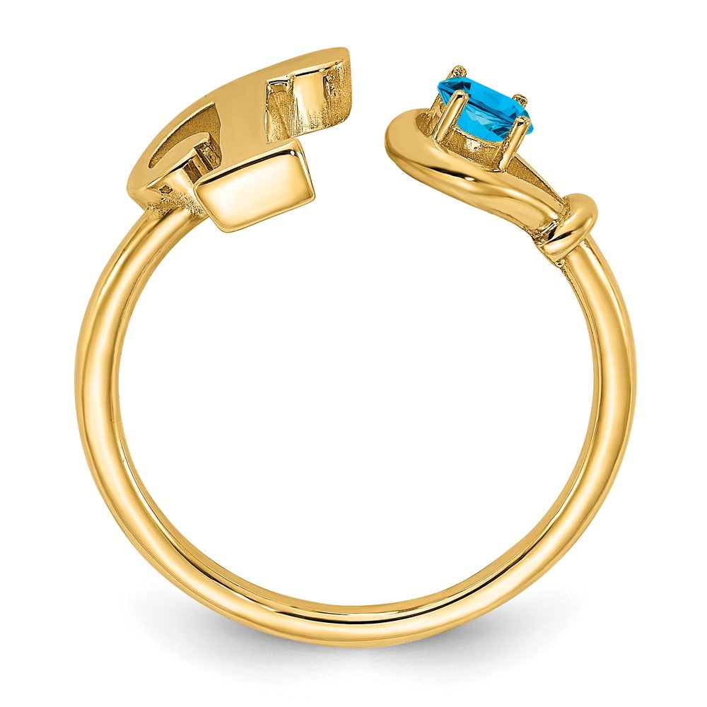 14KY Letter T with Birthstone Rings